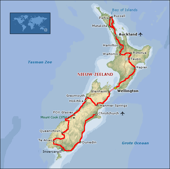 Kaart van de afgelegde route